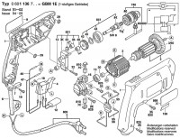 Bosch 0 601 136 703 Gbm 1 E Univ. Electr. 1-Sp. Drill 230 V / Eu Spare Parts